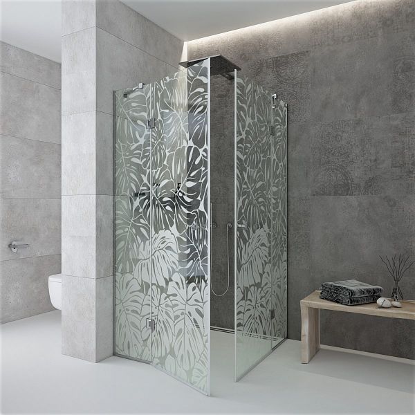 Рим PH, стеклянный душевой уголок с распашными дверями, стекло бесцветное, художественное матирование